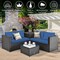 4 Pcs Outdoor Patio Rattan Furniture Set with Cushioned Loveseat and Storage Box